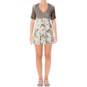 Free People Women's Size 6 Multicolor Mix it Up Print Retro A-Line‎ Mini Dress